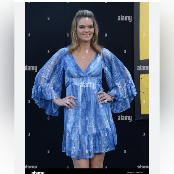 Betsey Johnson Bambi Blue Lace Patch Boho Kimono Dress Statement Sleeves 8 - Picture 3 of 15